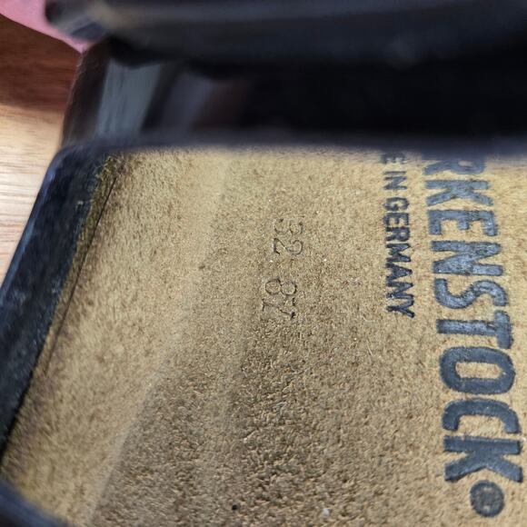 Birkenstock Arizona Birko-Flor Black Patent Leather Double Strap Sandal Mens 44 - Picture 12 of 13